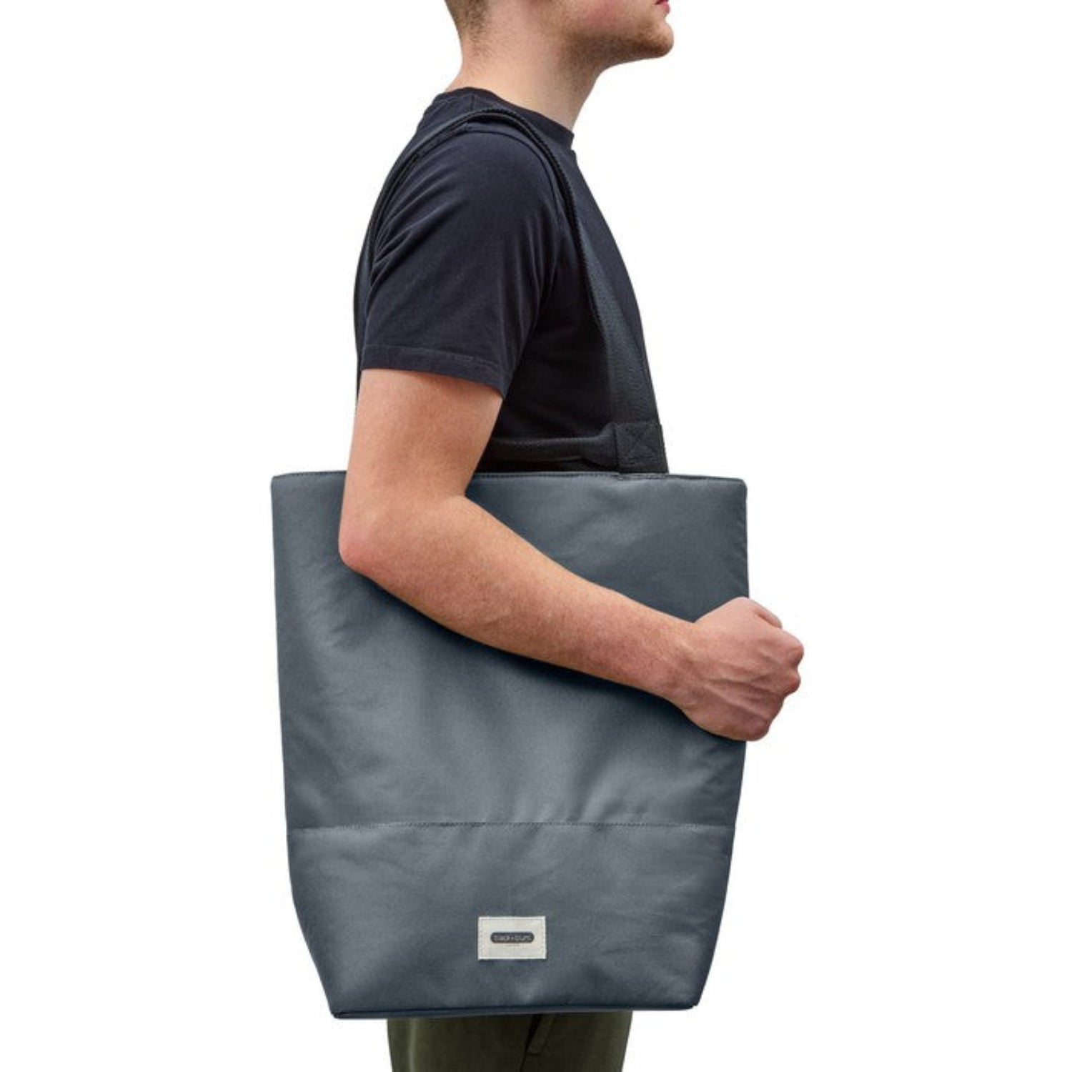 Black+Blum Insulated Tote Bag – szara torba termiczna na lunch i przekąski, zapinana na zamek, pojemna i elegancka