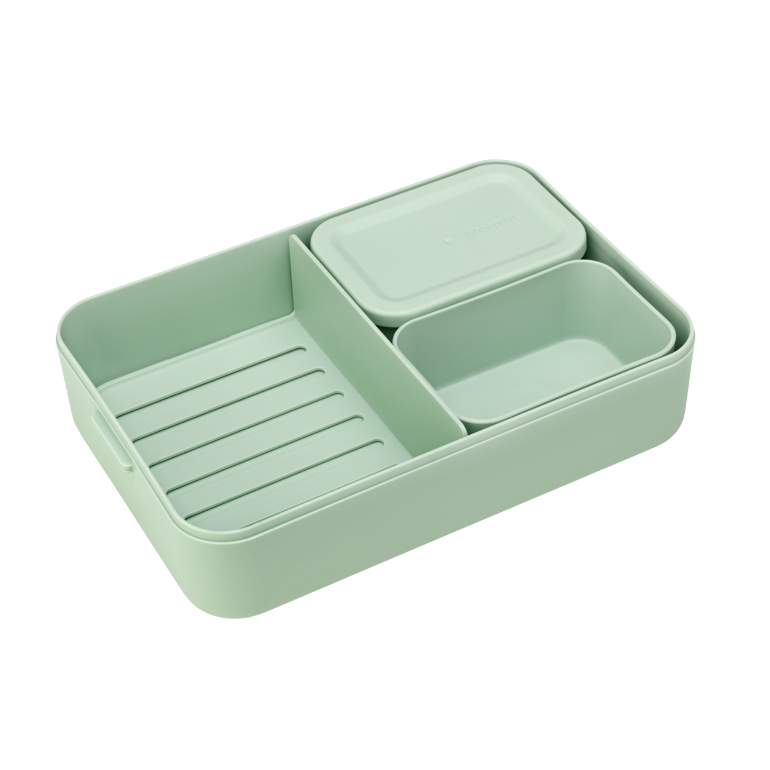 Lunchbox Brabantia Make & Take 2 L z przegródkami i dodatkowymi pojemnikami, szczelny, nadaje się do mikrofalówki, zamrażarki i zmywarki, ekologiczny, kolor: zielony