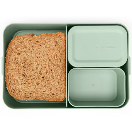 Lunchbox Brabantia Make & Take 2 L z przegródkami i dodatkowymi pojemnikami, szczelny, nadaje się do mikrofalówki, zamrażarki i zmywarki, ekologiczny, kolor: zielony