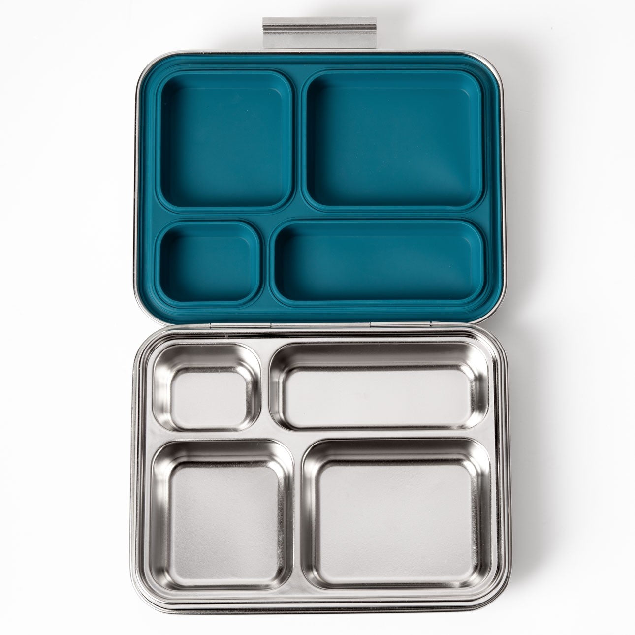 Duży niebieski lunchbox ze stali nierdzewnej Lekkabox Maxi z przegrodami