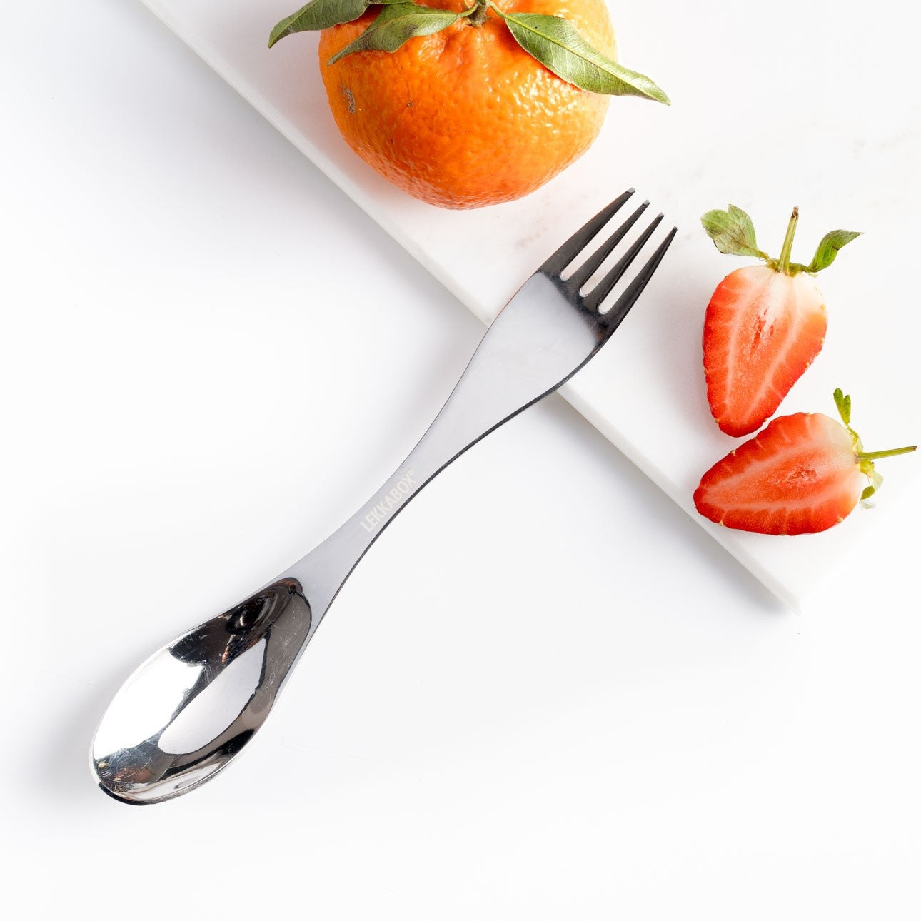 LEKKABOX SPORK – duży łyżkowidelec do jogurtu, dipów i musów, stal nierdzewna, bez BPA, łatwy do zabrania w podróż