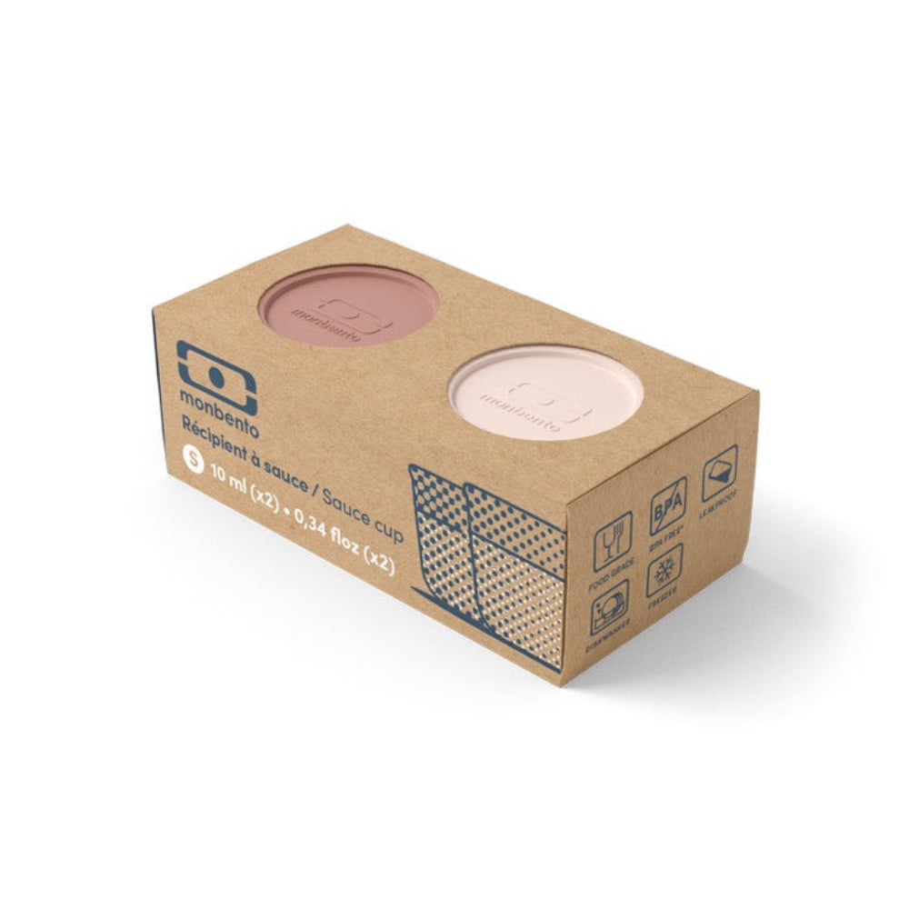 Monbento Temple S Moka / Pink – zestaw 2 pojemników po 10 ml. Idealne na sosy i dipy, szczelne, kompaktowe, bez BPA, do mikrofalówki i zmywarki