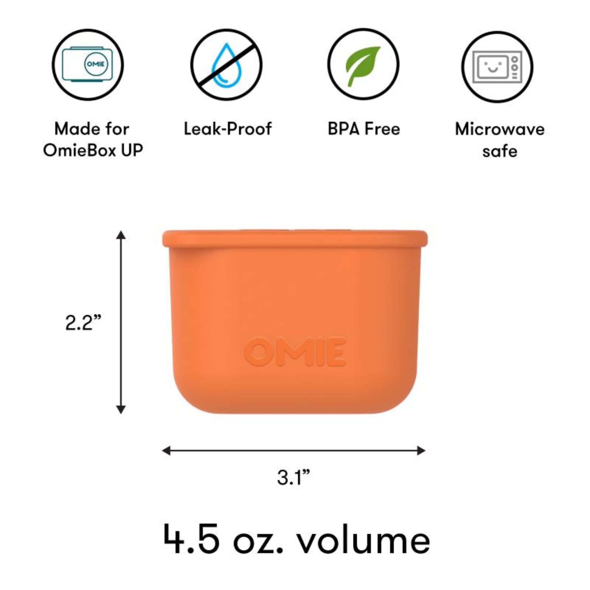 OmieBox UP Dip – 2 silikonowe pojemniczki, bez BPA, 100% szczelne, pasują do OmieBox UP, kolor: pomarańczowo-niebieski