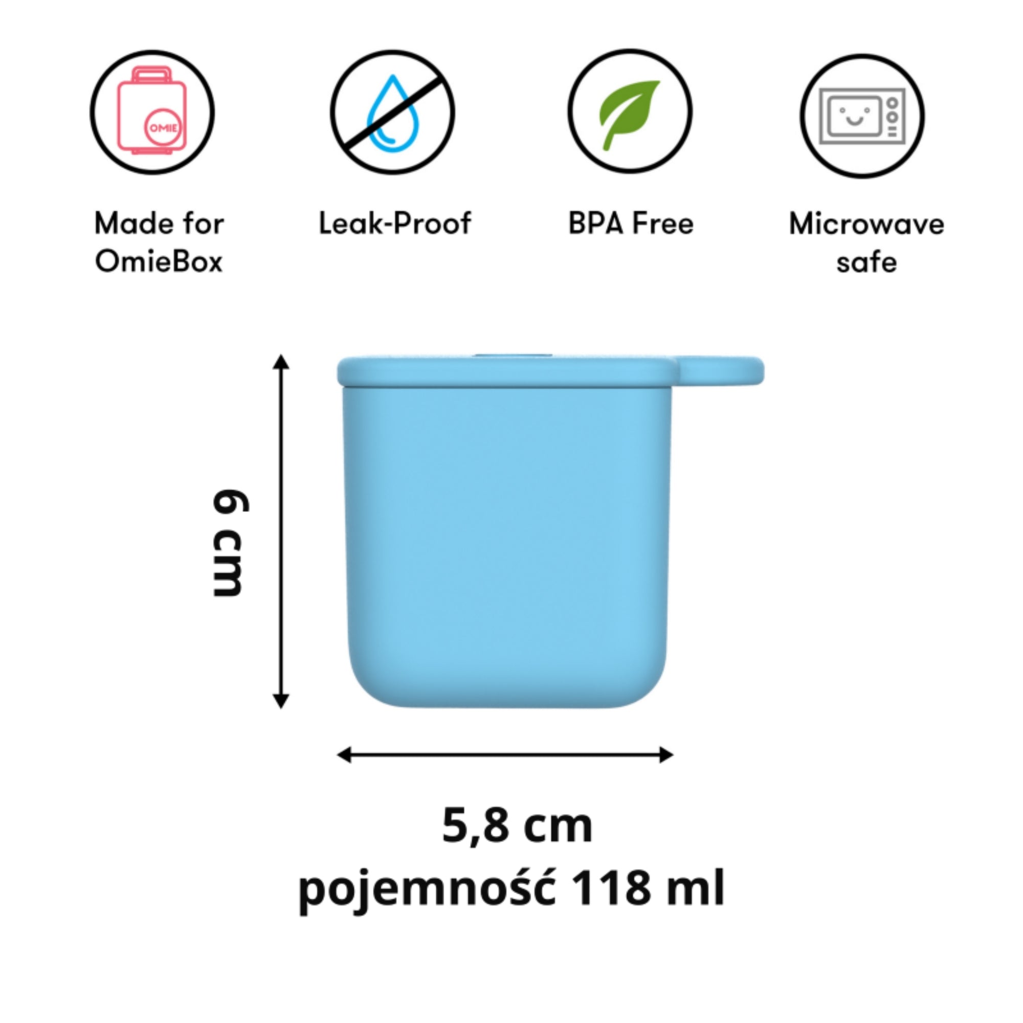 OmieDip – 2 silikonowe pojemniczki, bez BPA, 100% szczelne, pasują do OmieBox, kolor: niebiesko-zielony