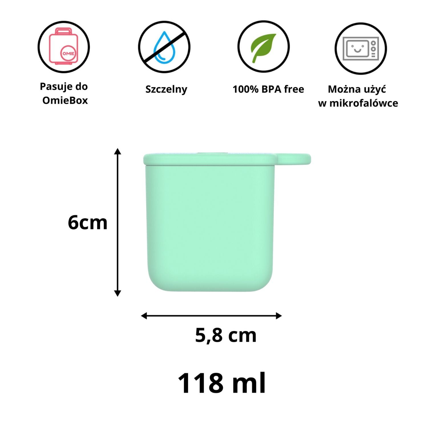 OmieDip – 2 silikonowe pojemniczki, bez BPA, 100% szczelne, pasują do OmieBox, kolor: zielono-niebieski