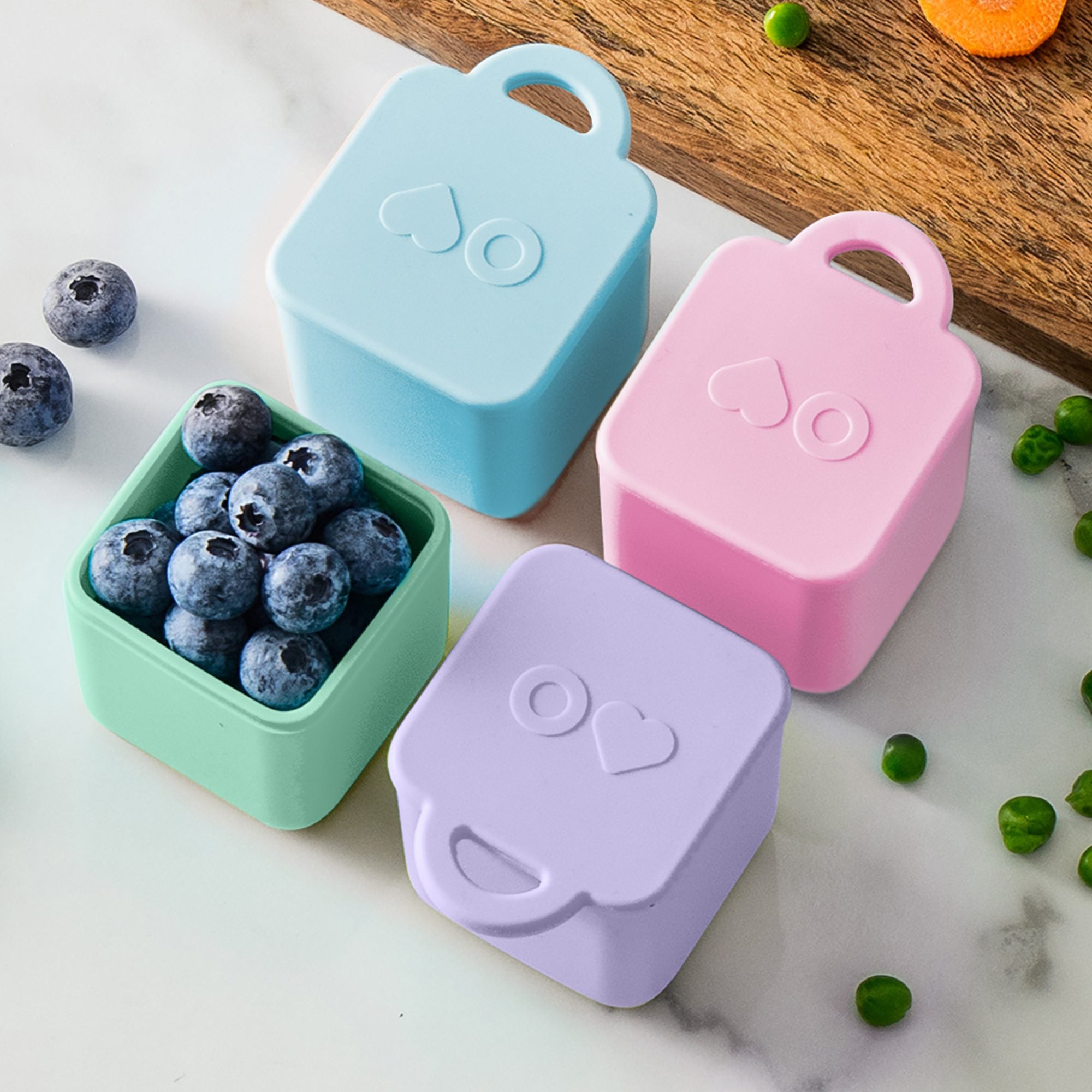 OmieDip – 2 silikonowe pojemniczki, bez BPA, 100% szczelne, pasują do OmieBox, kolor: fioletowo-różowy