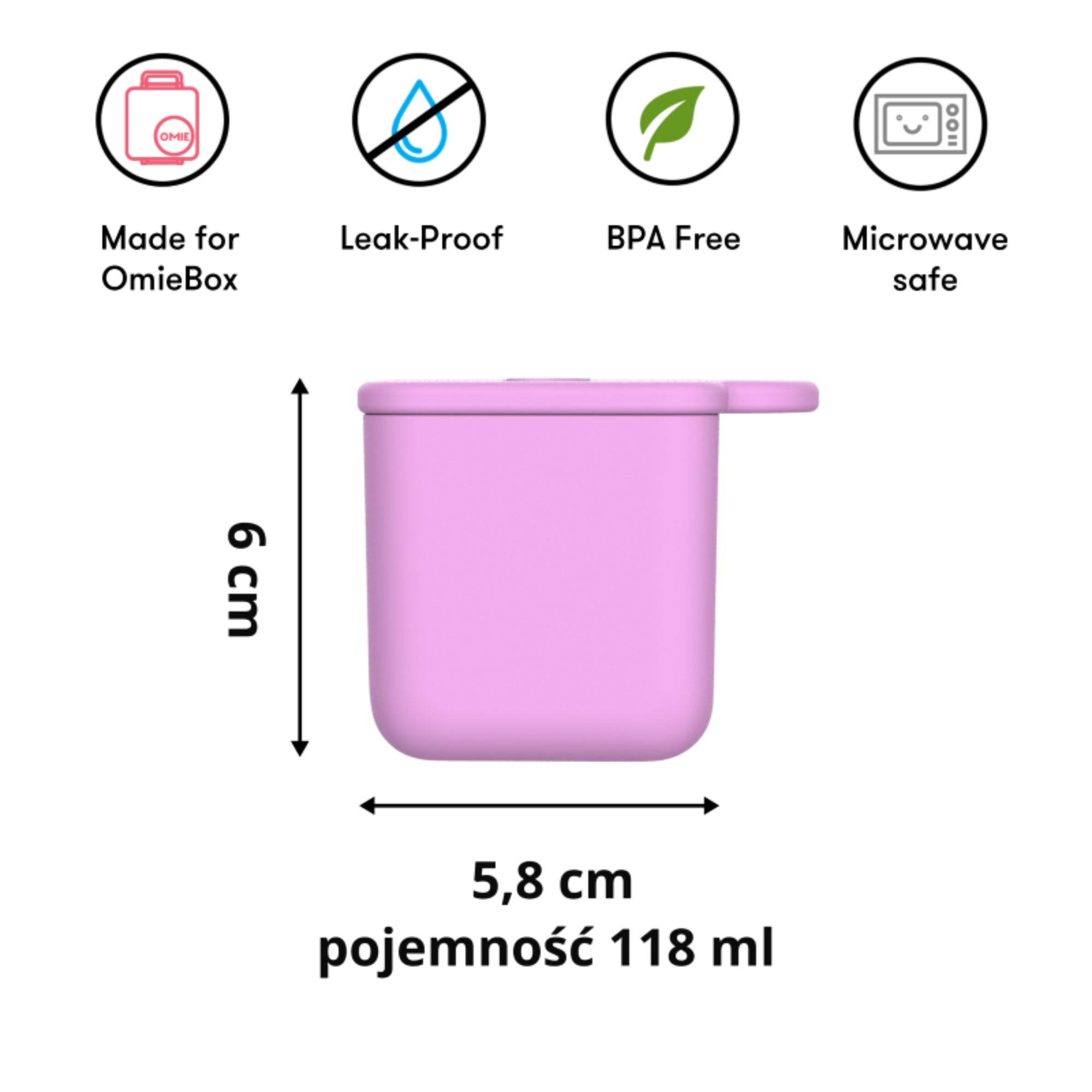 OmieDip – 2 silikonowe pojemniczki, bez BPA, 100% szczelne, pasują do OmieBox, kolor: turkusowo-różowy