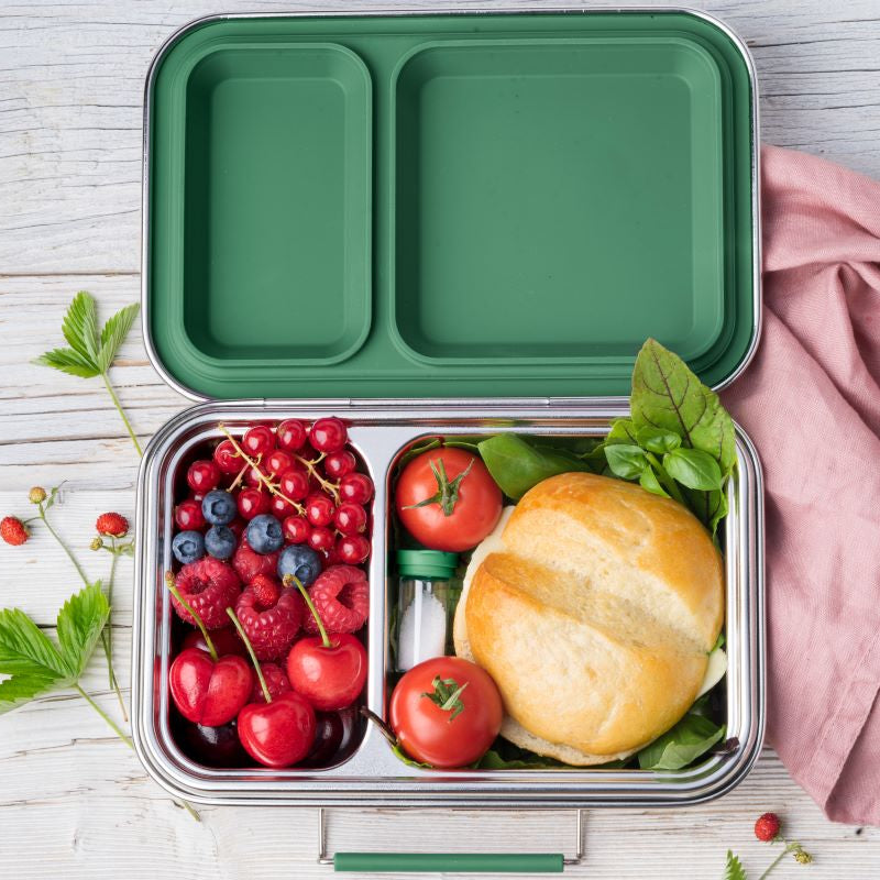 Mini pojemniczki LEKKABOX® Salty – szklane, szczelne, z zielonymi pokrywkami, idealne na przyprawy do lunchboxa, pracy i podróży