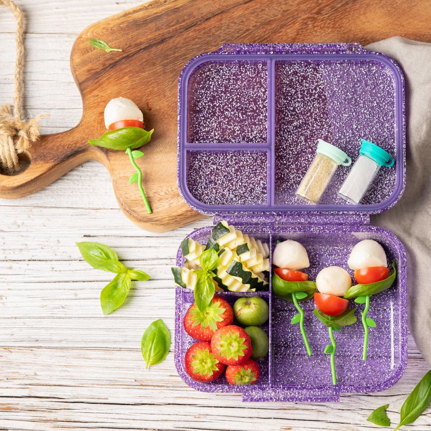 Mini pojemniczki LEKKABOX® Salty – szklane, szczelne, z turkusowymi pokrywkami, idealne na przyprawy do lunchboxa, pracy i podróży