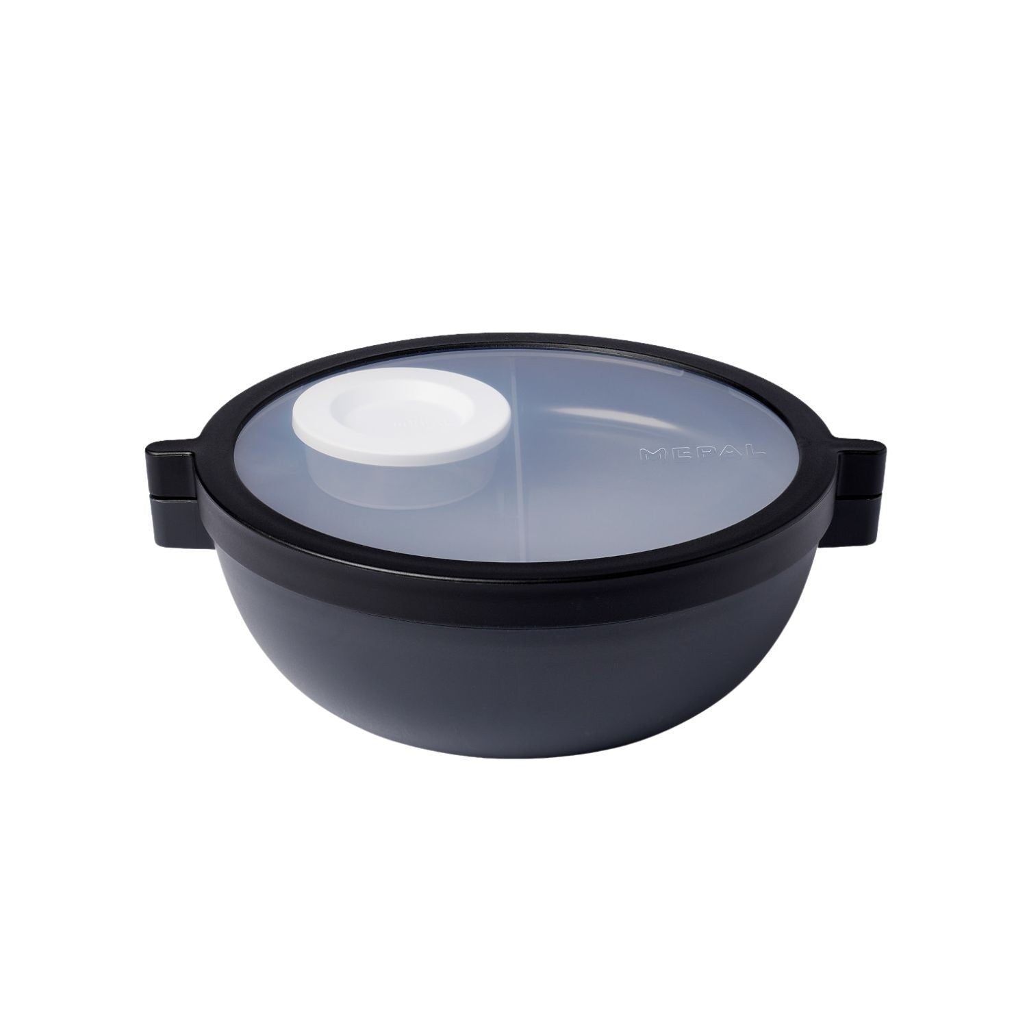 Dwupoziomowa czarna miska na lunch Mepal Vita - duża pojemność, 5 przegródek, pojemnik na sos, szczelna, wyprodukowano w Europie