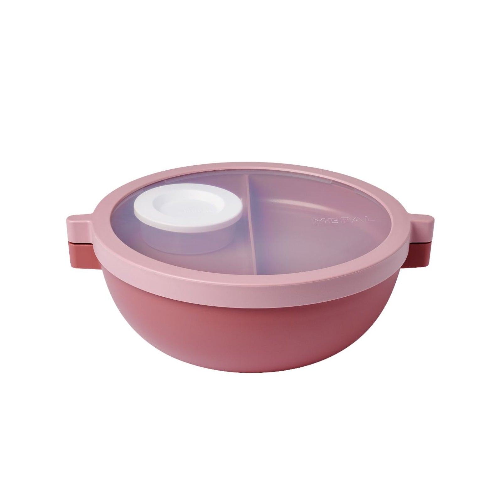 Dwupoziomowa czerwona miska na lunch Mepal Vita - duża pojemność, 5 przegródek, pojemnik na sos, szczelna, wyprodukowano w Europie