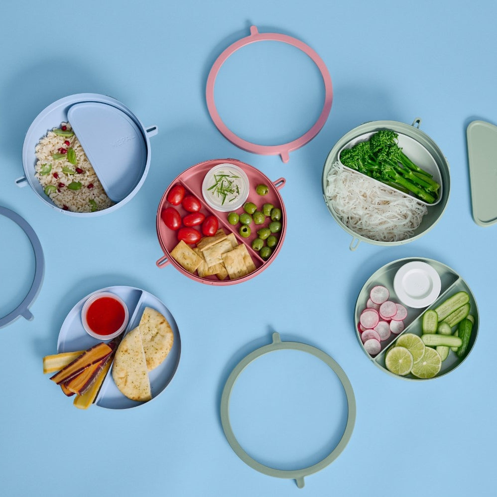 Dwupoziomowa miska na lunch Mepal Vita - duża pojemność, 5 przegródek, pojemnik na sos, szczelna, wyprodukowano w Europie