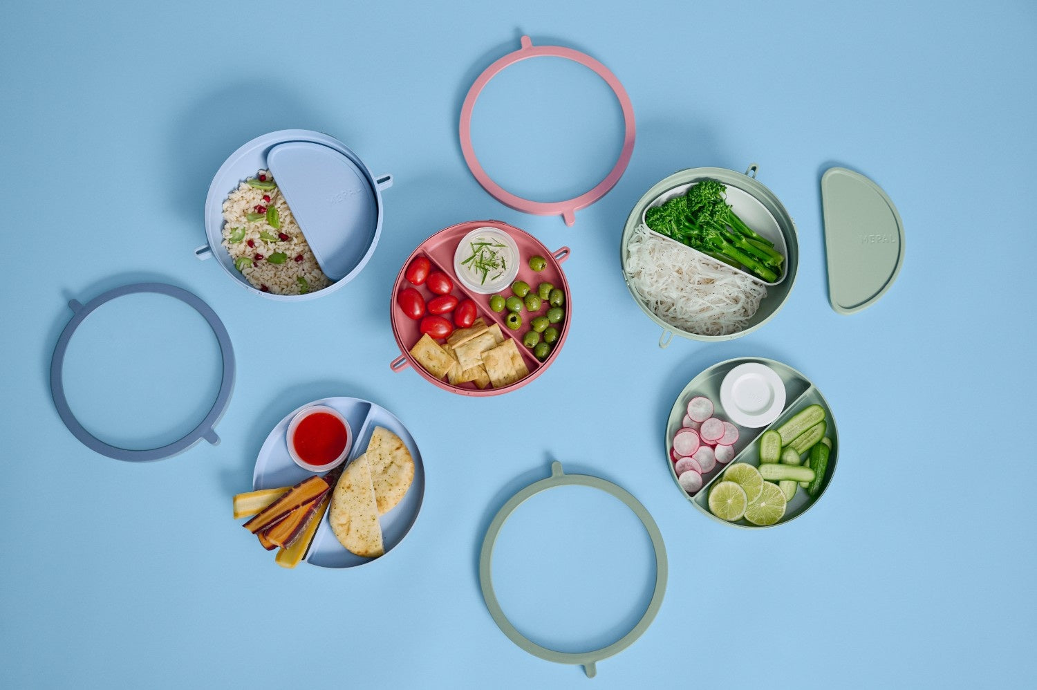 Dwupoziomowa miska na lunch Mepal Vita - duża pojemność, 5 przegródek, pojemnik na sos, szczelna, wyprodukowano w Europie