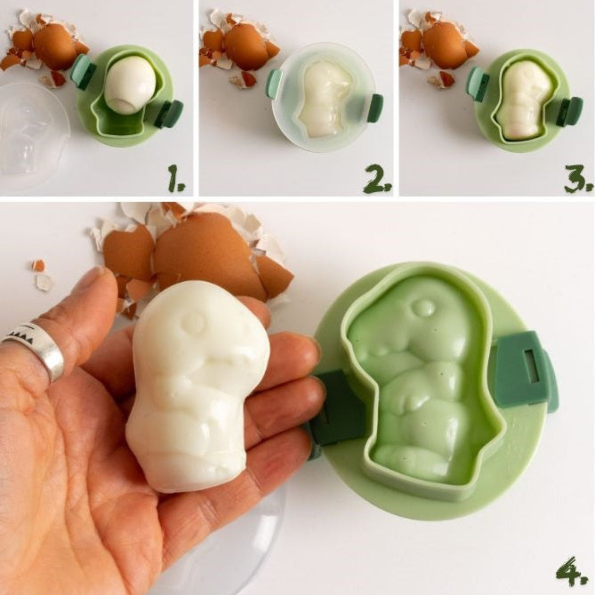 Foremki Lekkabox do jajek – zestaw 2 form w kształcie dinozaurów, łatwe w użyciu, bez BPA, idealne do lunchboxów i kreatywnych śniadań