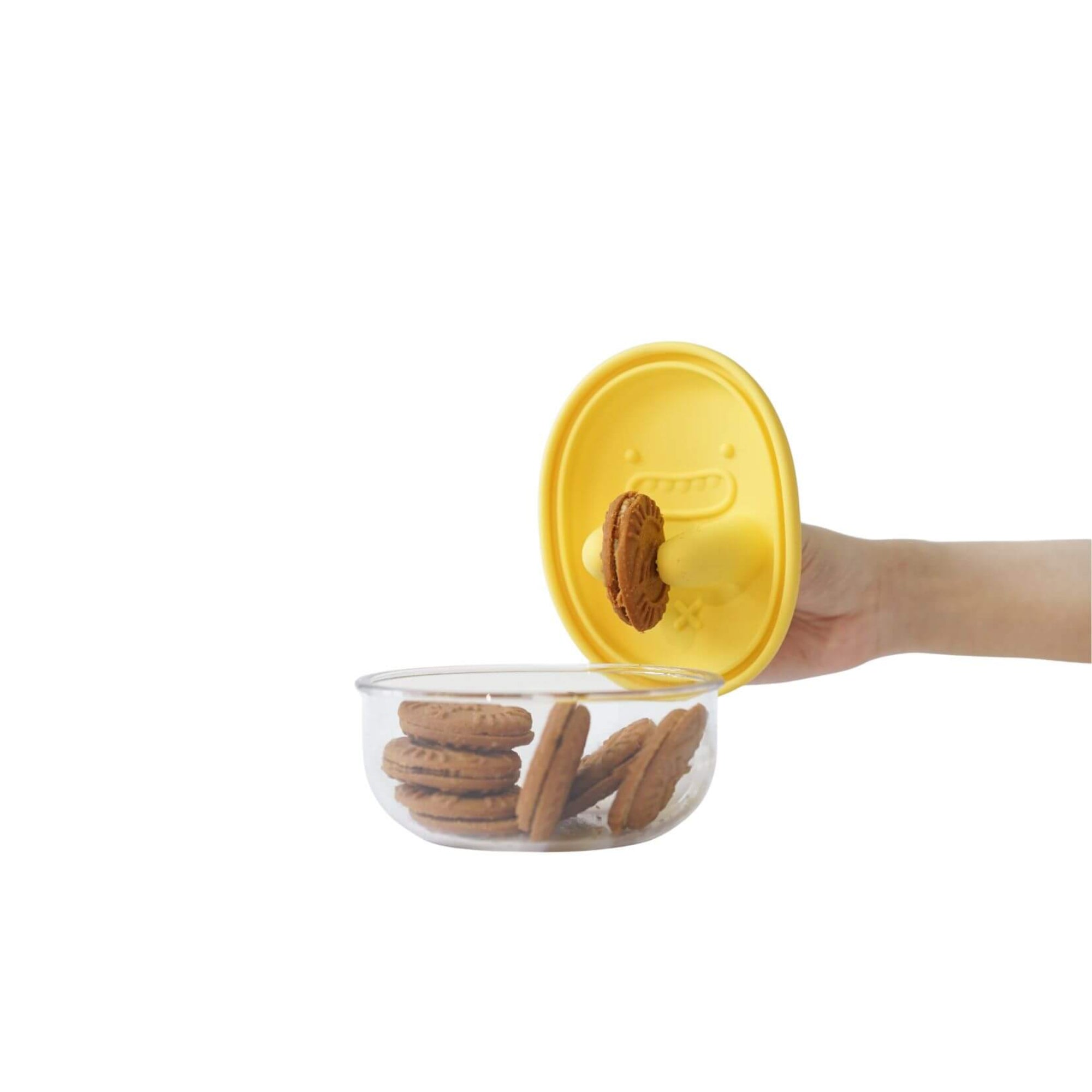 Monchi Finger Snack Bowl Butter Yellow żółty pojemnik z nakładką na palec