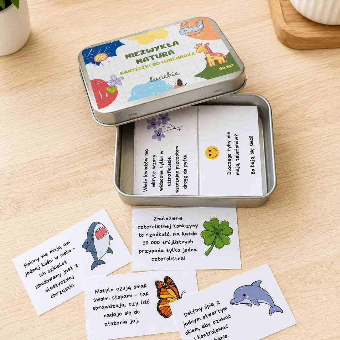 Edukacyjne karteczki do śniadaniówki z faktami o przyrodzie Lunchie Niezwykła Natura