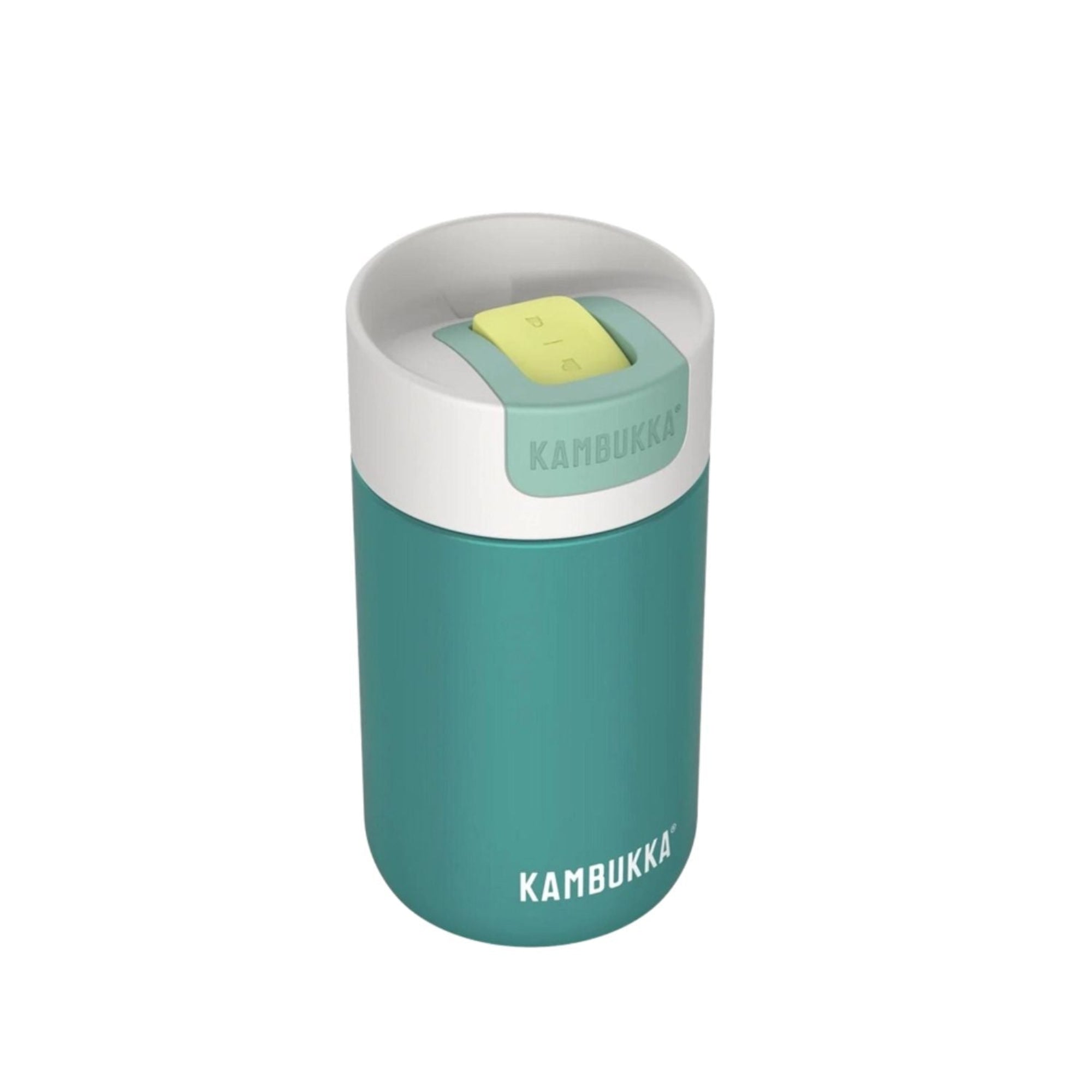 Kambukka Olympus 300 ml Enchanted Forest – kompaktowy zielony kubek termiczny, szczelny, One-Click, Snapclean®, utrzymuje ciepło 6h i zimno 11h.