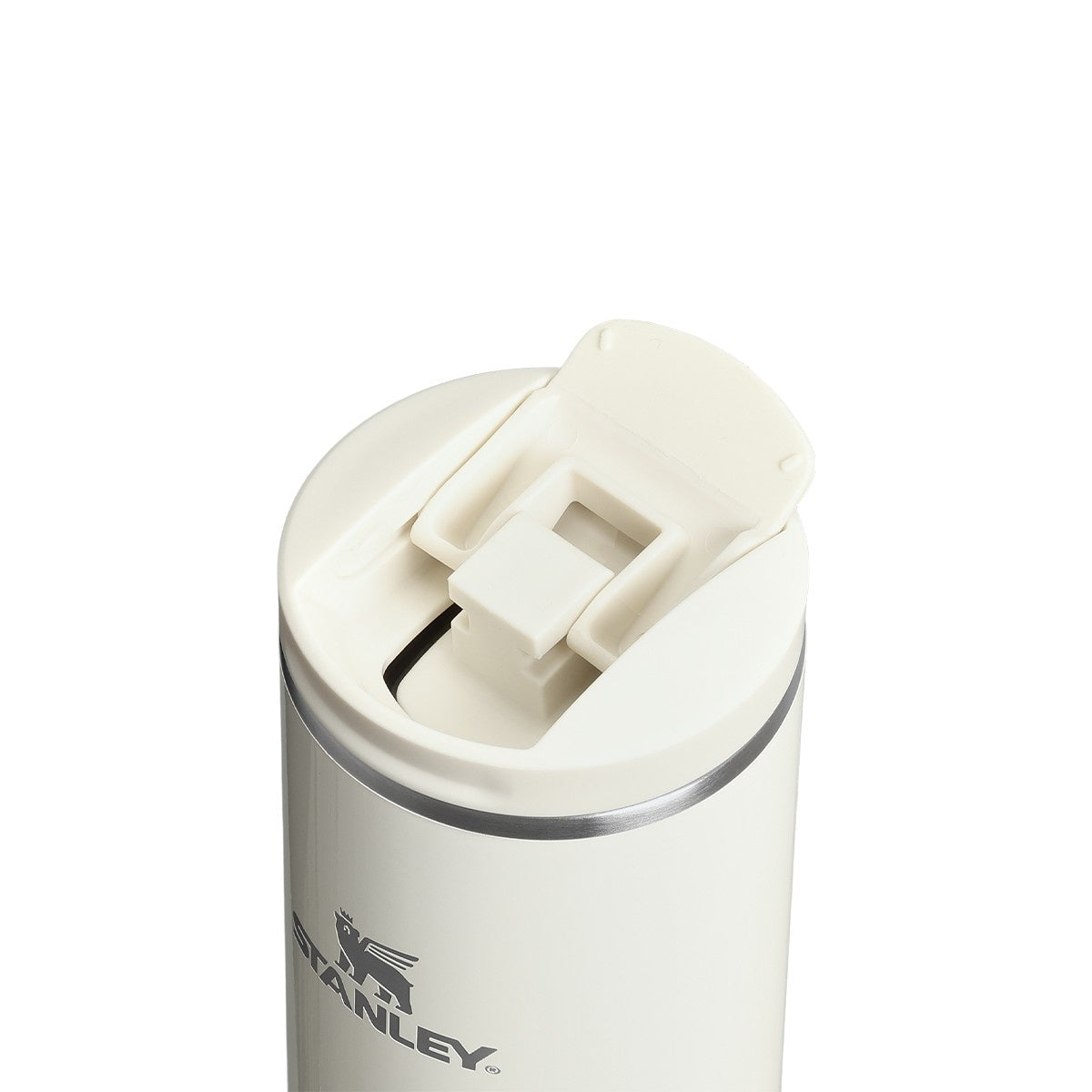 Kremowy kubek termiczny Stanley Aerolight Flip Top Cream Gloss 350 ml - stal nierdzewna, szczelny i bezpieczny, niezwykle lekki, obsługa jedną ręką, do ciepłych i zimnych napojów