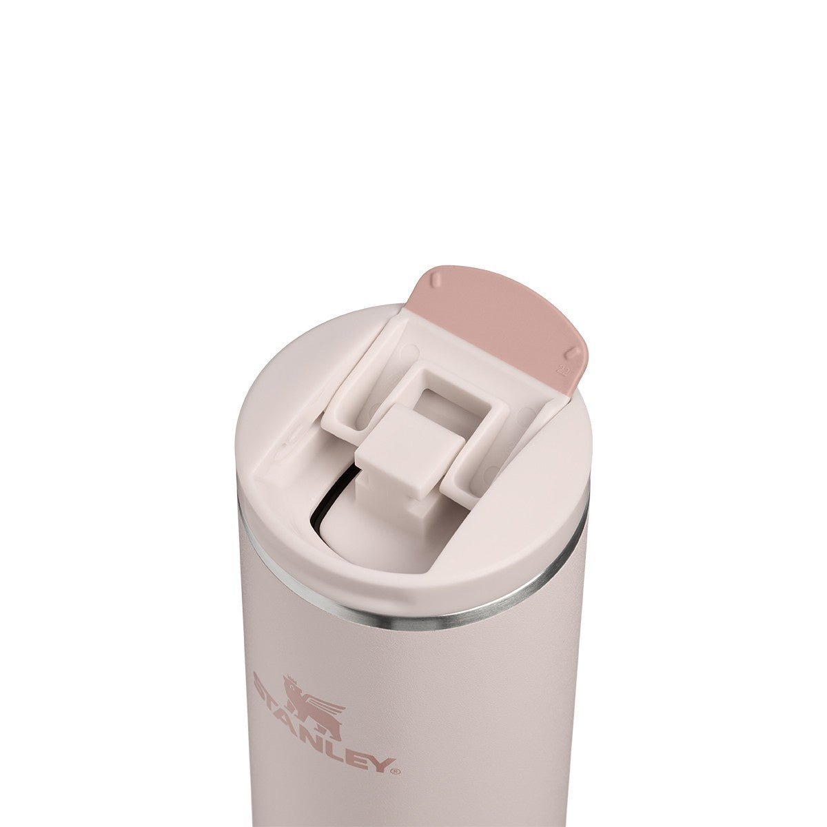 Różowy kubek termiczny Stanley Aerolight Flip Top Rose Quartz 350 ml - stal nierdzewna, szczelny i bezpieczny, niezwykle lekki, obsługa jedną ręką, do ciepłych i zimnych napojów