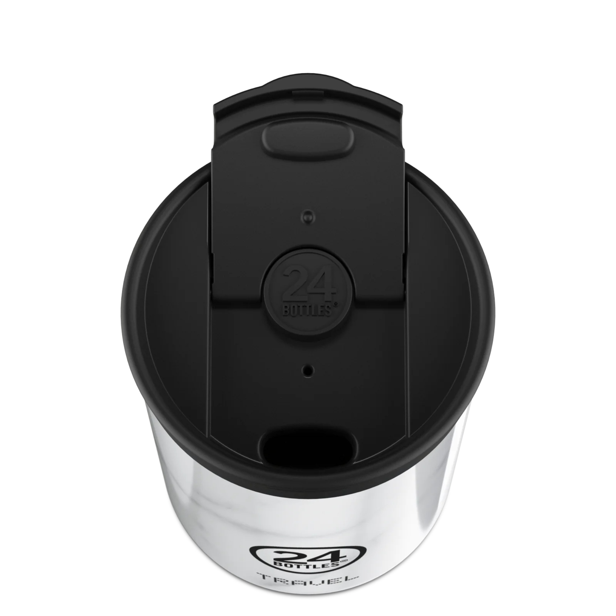 Kubek termiczny 24Bottles Carrara – 350 ml, stal nierdzewna, szczelny, trzyma ciepło 6 h i zimno 24 h, kolor: biały