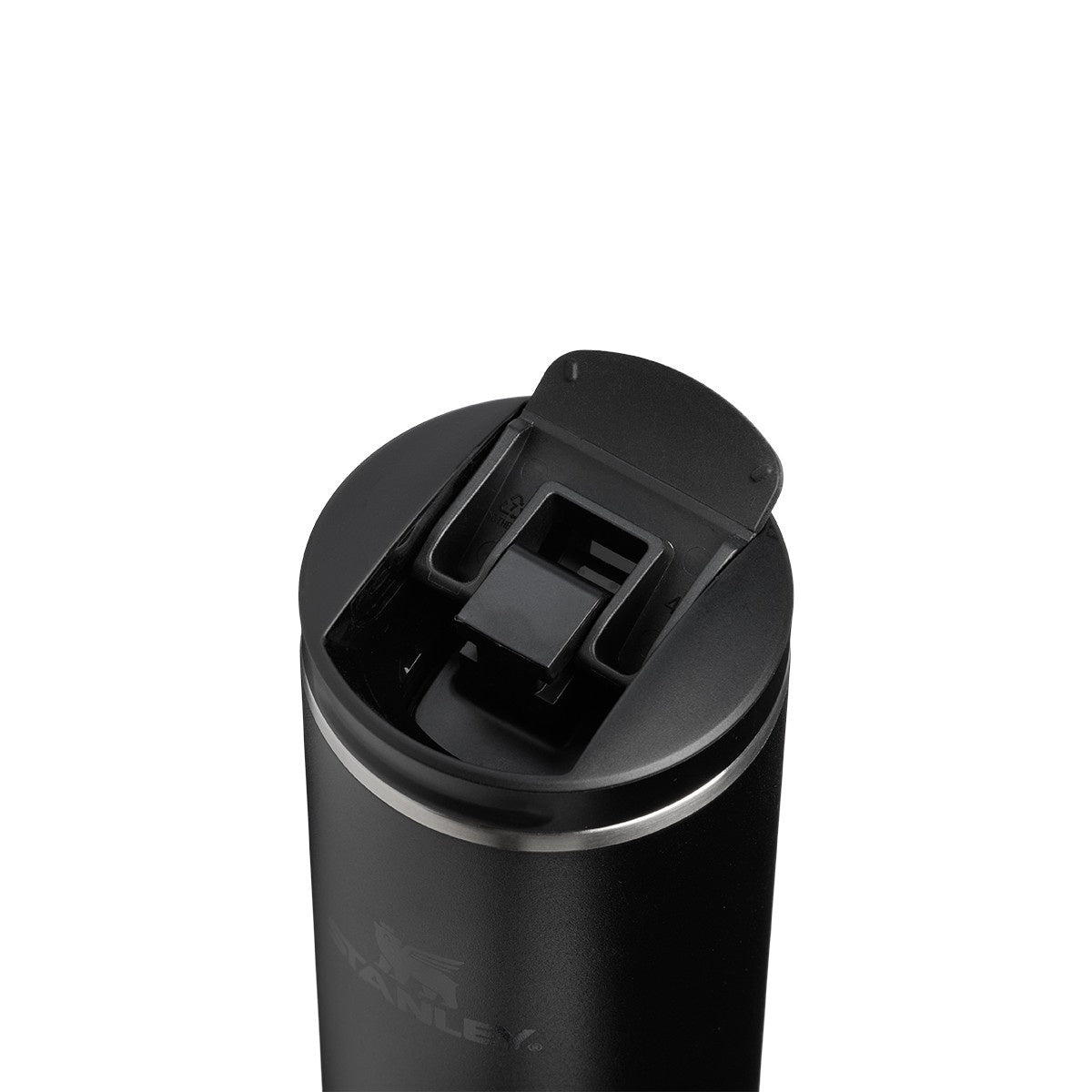 Czarny kubek termiczny Stanley Aerolight Flip Top Black 470 ml - stal nierdzewna, szczelny i bezpieczny, niezwykle lekki, obsługa jedną ręką, do ciepłych i zimnych napojów