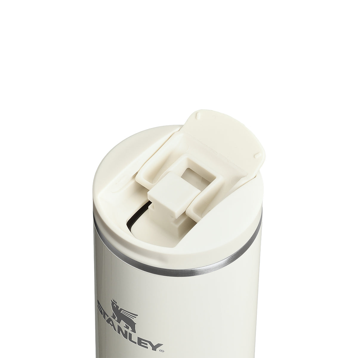 Kremowy kubek termiczny Stanley Aerolight Flip Top Cream Gloss 590 ml - stal nierdzewna, szczelny i bezpieczny, niezwykle lekki, obsługa jedną ręką, do ciepłych i zimnych napojów