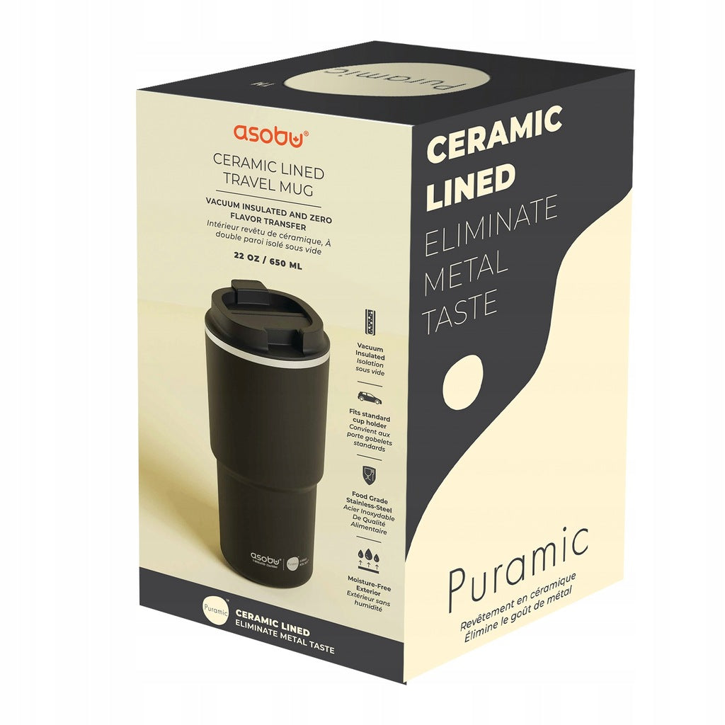 Kubek termiczny Asobu Pick Me Up Pastel Blue - 650 ml, pokrywka z ustnikiem, silikonowa podstawa, stal nierdzewna, 100% szczelności, kolor: niebieski