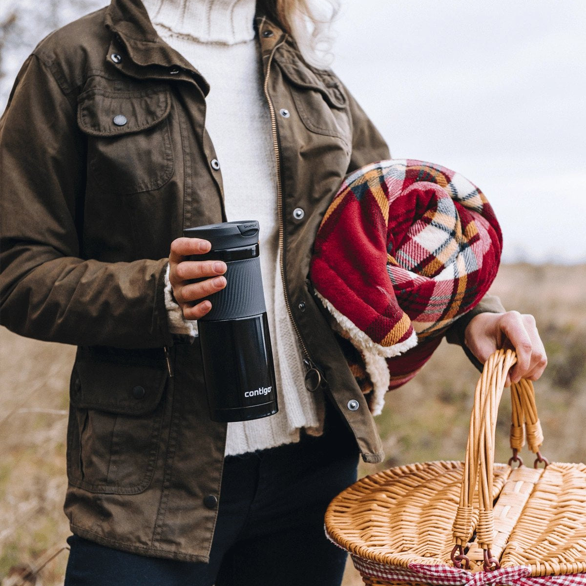 Kubek Contigo Byron – stalowy, szczelny, 590 ml, SnapSeal®, idealny na kawę do auta i w drogę, kolor: czarny