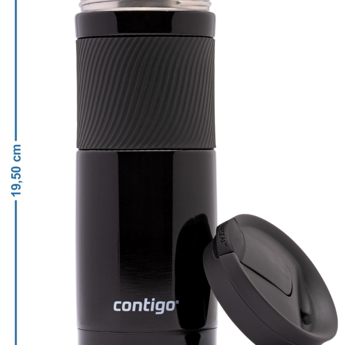 Kubek Contigo Byron – stalowy, szczelny, 590 ml, SnapSeal®, idealny na kawę do auta i w drogę, kolor: czarny