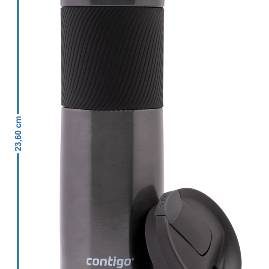 Kubek Contigo Byron Gunmetal – stalowy, szczelny, 720ml, SnapSeal®, idealny na kawę do auta i w drogę, kolor: czarny