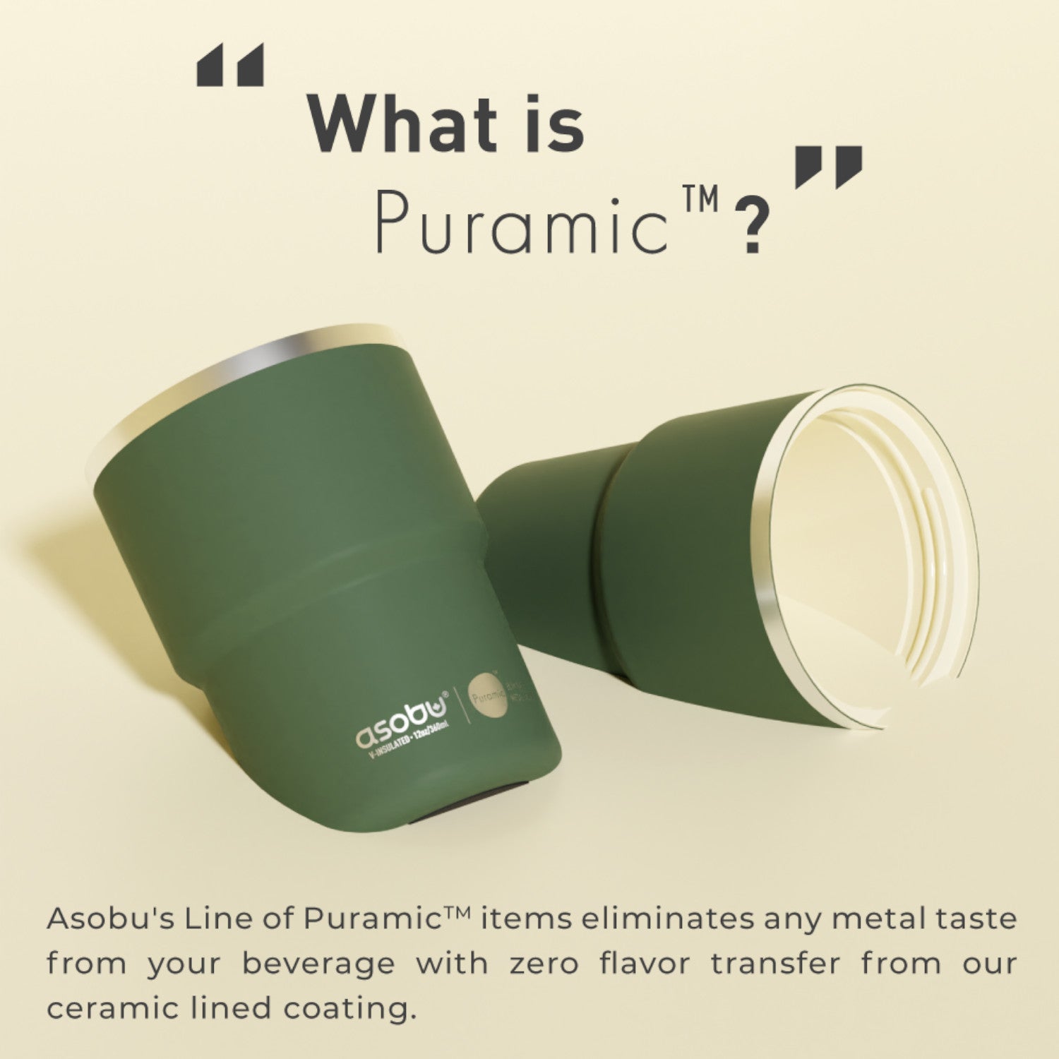 Asobu The Mini Pick Up zielony 355 ml – kompaktowy kubek termiczny z izolacją próżniową, ceramiczną powłoką i szczelną nakrętką.