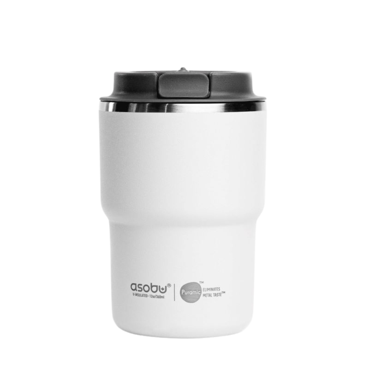 Asobu The Mini Pick Up biały 355 ml – kompaktowy kubek termiczny z izolacją próżniową, ceramiczną powłoką i szczelną nakrętką.
