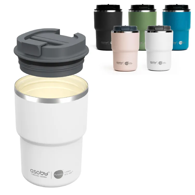 Asobu The Mini Pick Up biały 355 ml – kompaktowy kubek termiczny z izolacją próżniową, ceramiczną powłoką i szczelną nakrętką.
