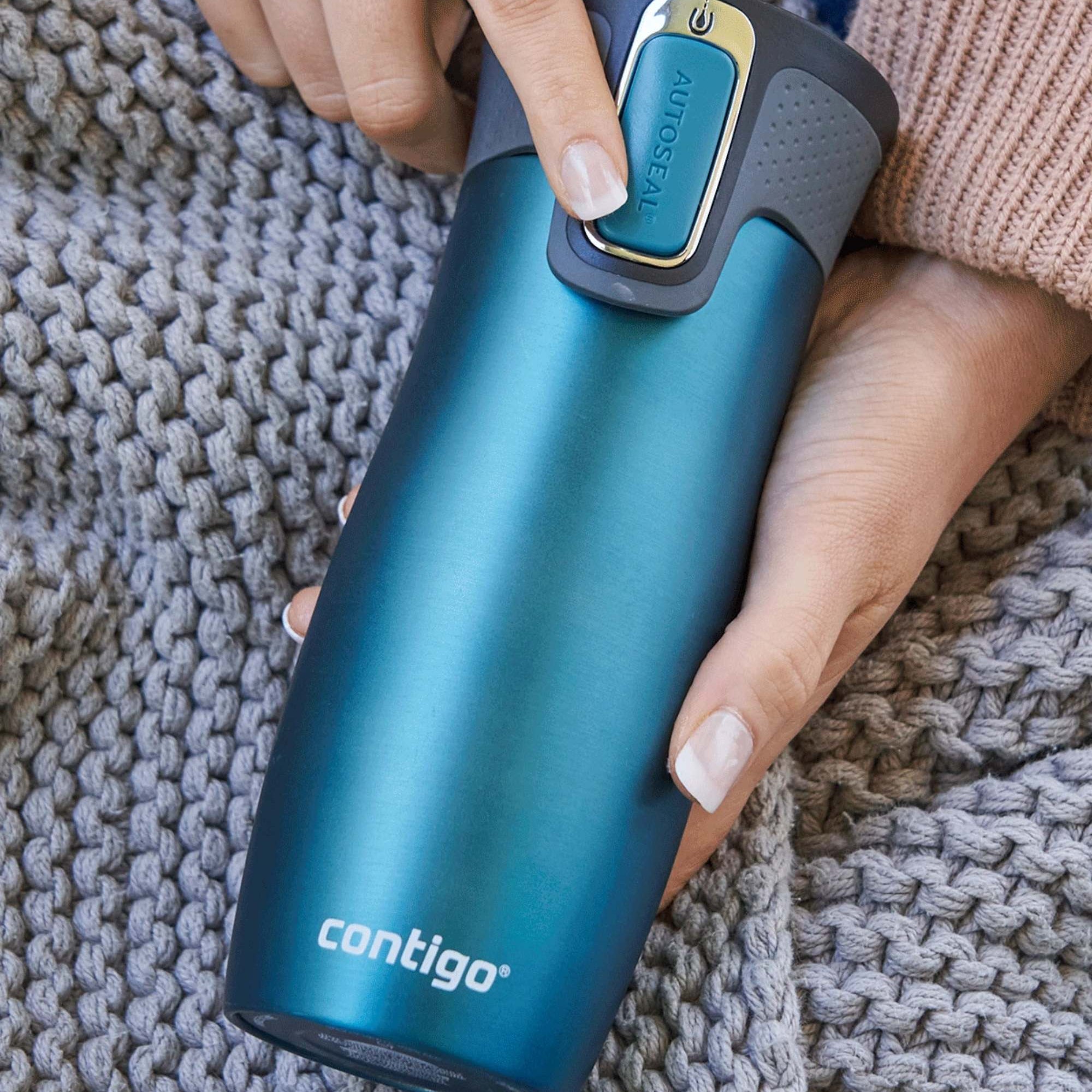 Kubek termiczny Contigo West Loop 470 ml – 100% szczelny, utrzymuje ciepło do 5 h i zimno do 12 h, idealny w podróży, kolor: morski