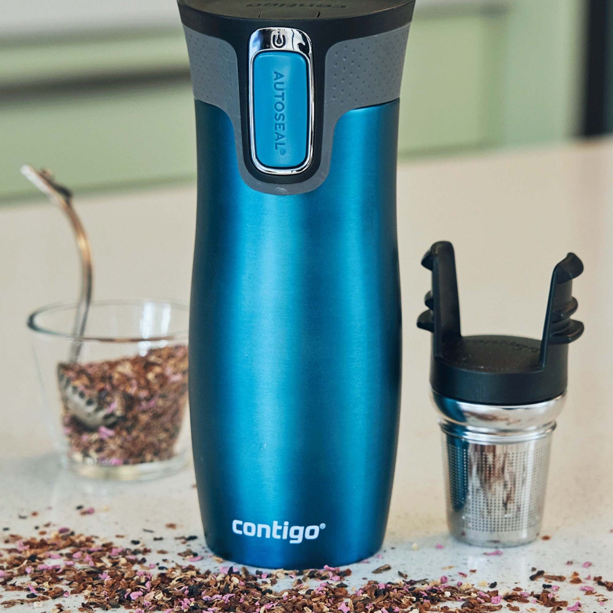 Kubek termiczny Contigo West Loop 470 ml – 100% szczelny, utrzymuje ciepło do 5 h i zimno do 12 h, idealny w podróży, kolor: morski