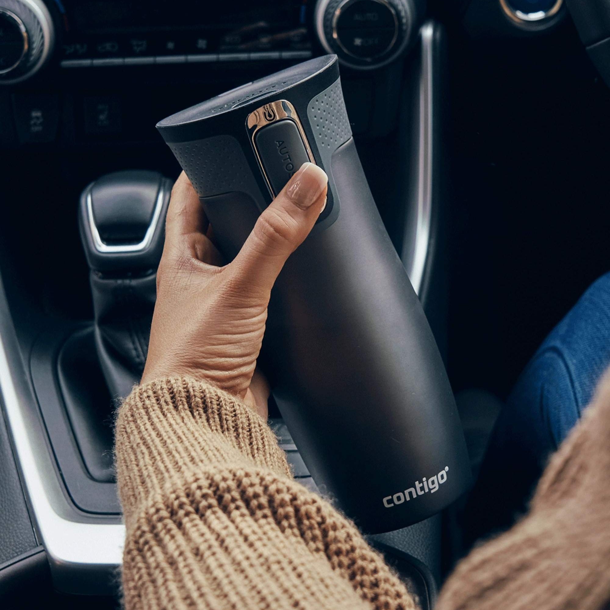 Kubek termiczny Contigo West Loop 470 ml – 100% szczelny, utrzymuje ciepło do 5 h i zimno do 12 h, idealny w podróży, kolor: grafitowy