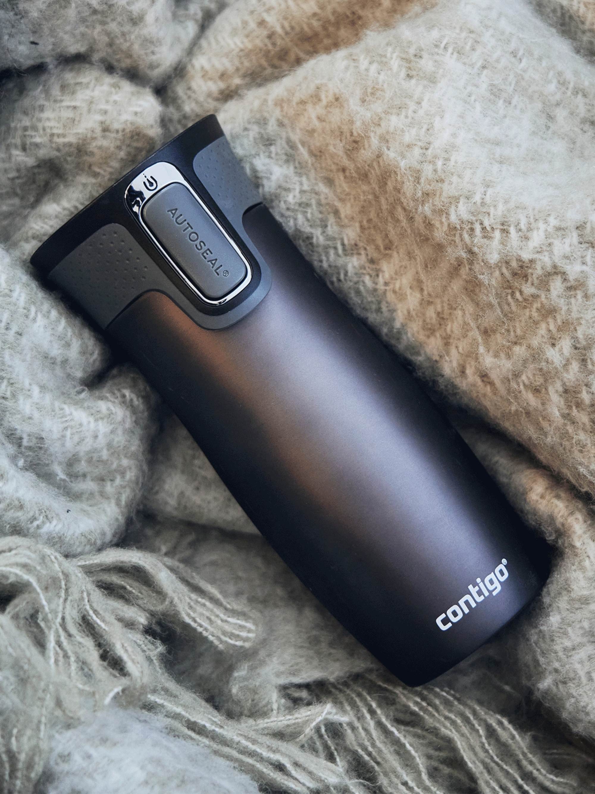 Kubek termiczny Contigo West Loop 470 ml – 100% szczelny, utrzymuje ciepło do 5 h i zimno do 12 h, idealny w podróży, kolor: grafitowy