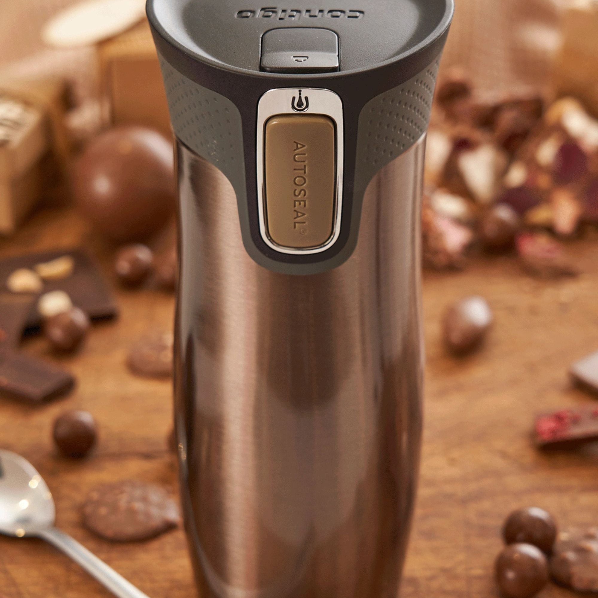 Kubek termiczny Contigo West Loop 470 ml – 100% szczelny, utrzymuje ciepło do 5 h i zimno do 12 h, idealny w podróży, kolor: latte