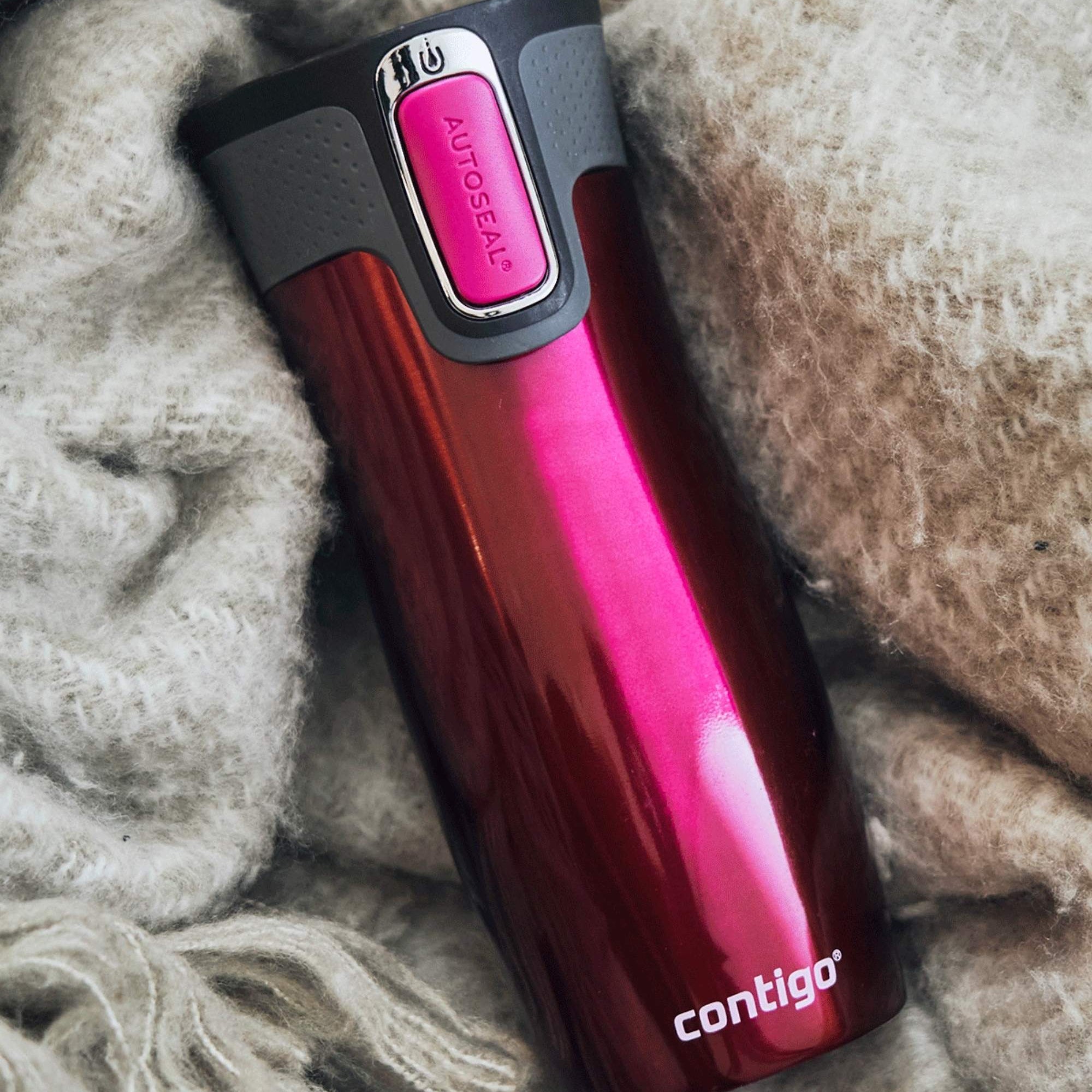 Kubek termiczny Contigo West Loop 470 ml – 100% szczelny, utrzymuje ciepło do 5 h i zimno do 12 h, idealny w podróży, kolor: malinowy