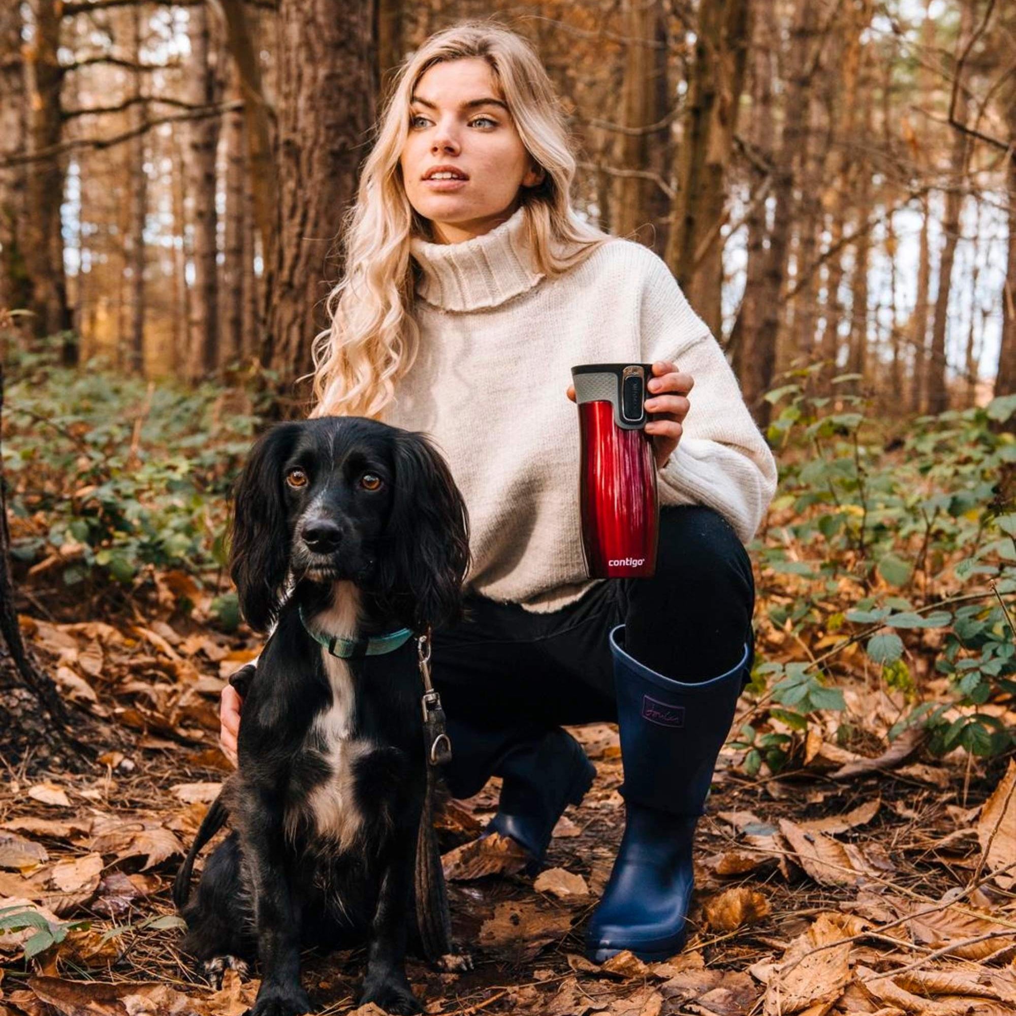 Kubek termiczny Contigo West Loop 470 ml – 100% szczelny, utrzymuje ciepło do 5 h i zimno do 12 h, idealny w podróży, kolor: czerwony