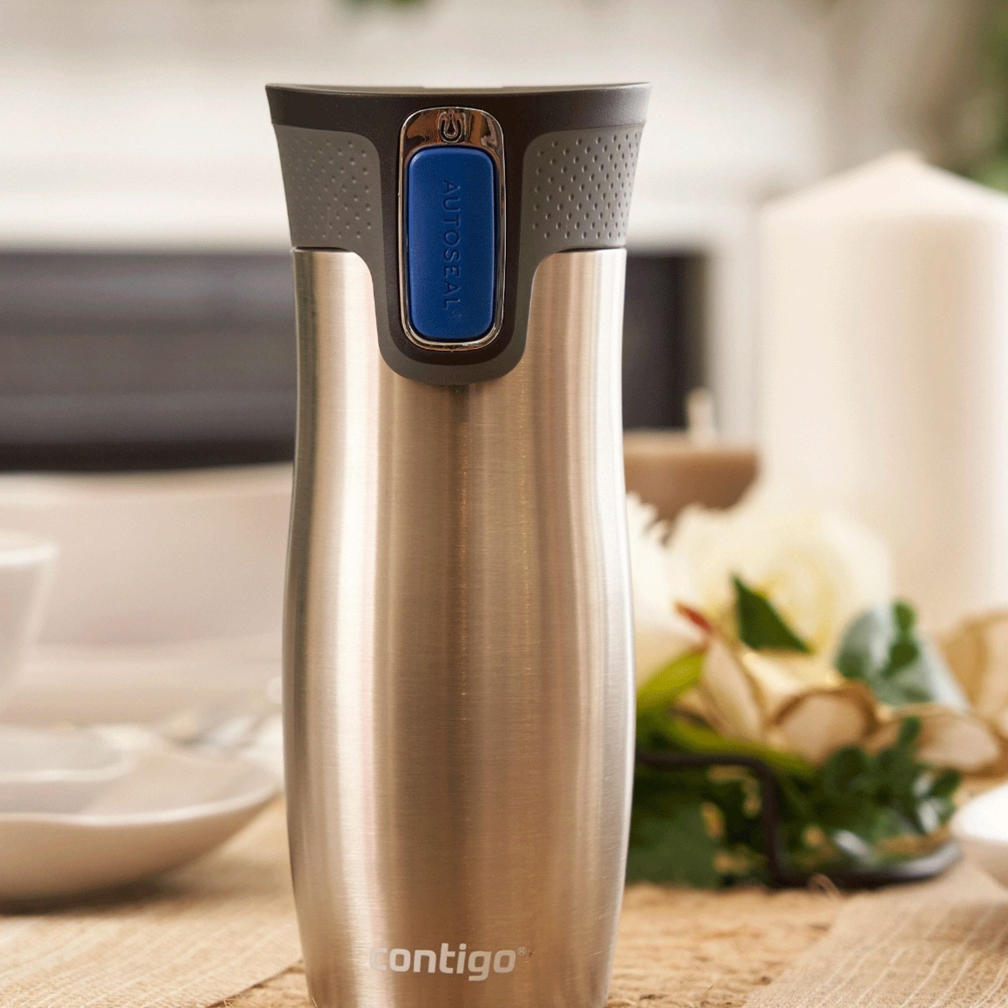 Kubek termiczny Contigo West Loop 470 ml – 100% szczelny, utrzymuje ciepło do 5 h i zimno do 12 h, idealny w podróży, kolor: stainless steel