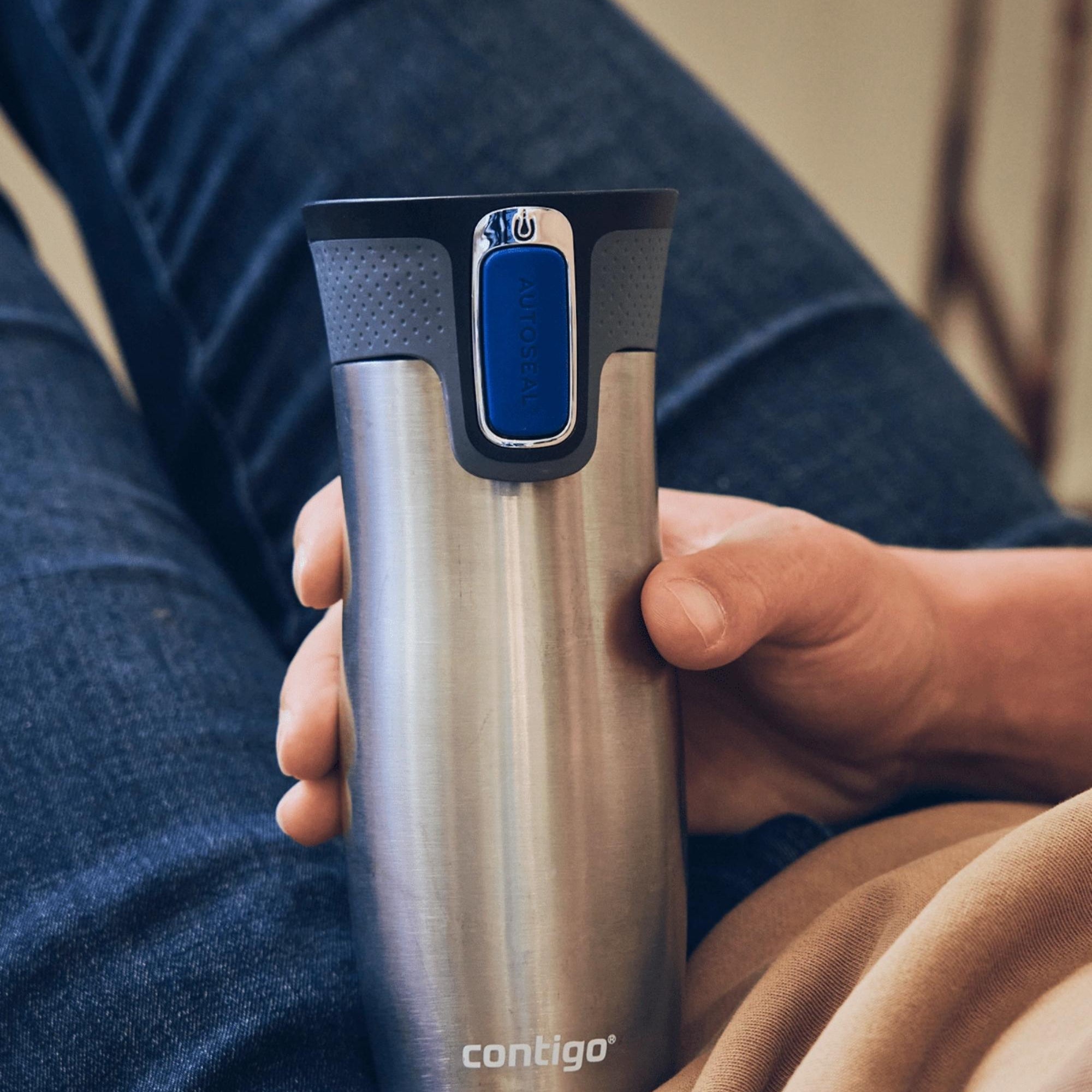 Kubek termiczny Contigo West Loop 470 ml – 100% szczelny, utrzymuje ciepło do 5 h i zimno do 12 h, idealny w podróży, kolor: stainless steel