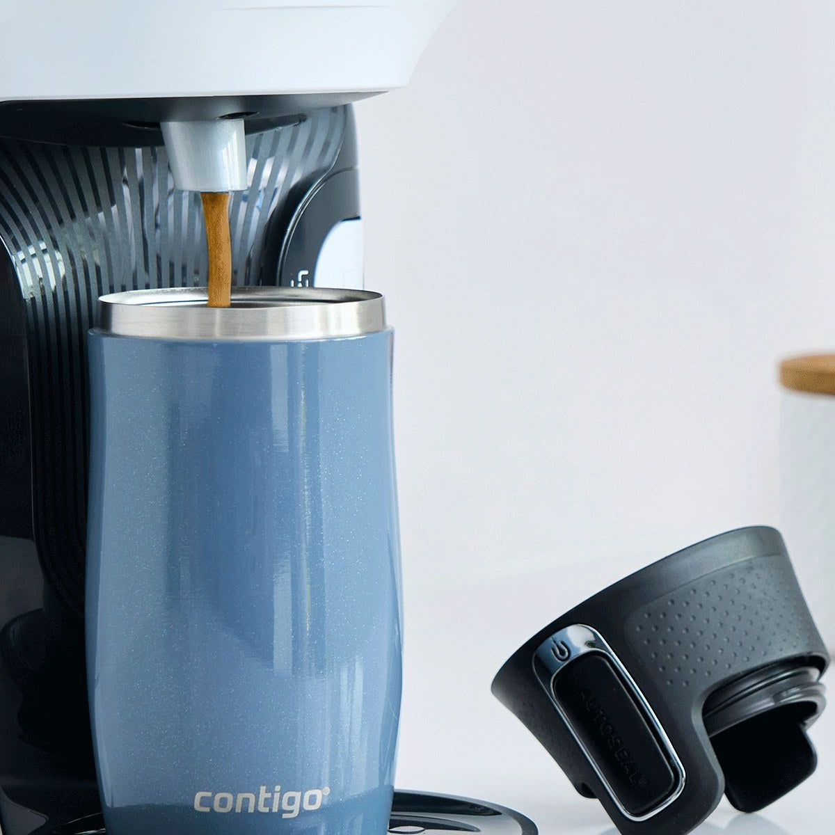 Kubek termiczny Contigo West Loop mini 300 ml – 100% szczelny, utrzymuje ciepło do 5 h i zimno do 12 h, idealny w podróży, kolor: niebieski