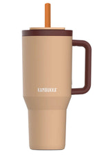 Kambukka Rio Almond Dream – kubek termiczny 950 ml, stal 18/8, chłód 24 h, picie klasyczne lub przez słomkę, szczelny, pasuje do uchwytów auta, kolor: brązowy