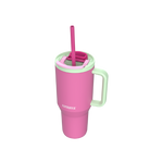 Kambukka Rio Bubblegum Mint – kubek termiczny 950 ml, stal 18/8, chłód 24 h, picie klasyczne lub przez słomkę, szczelny, pasuje do uchwytów auta, kolor: różowy