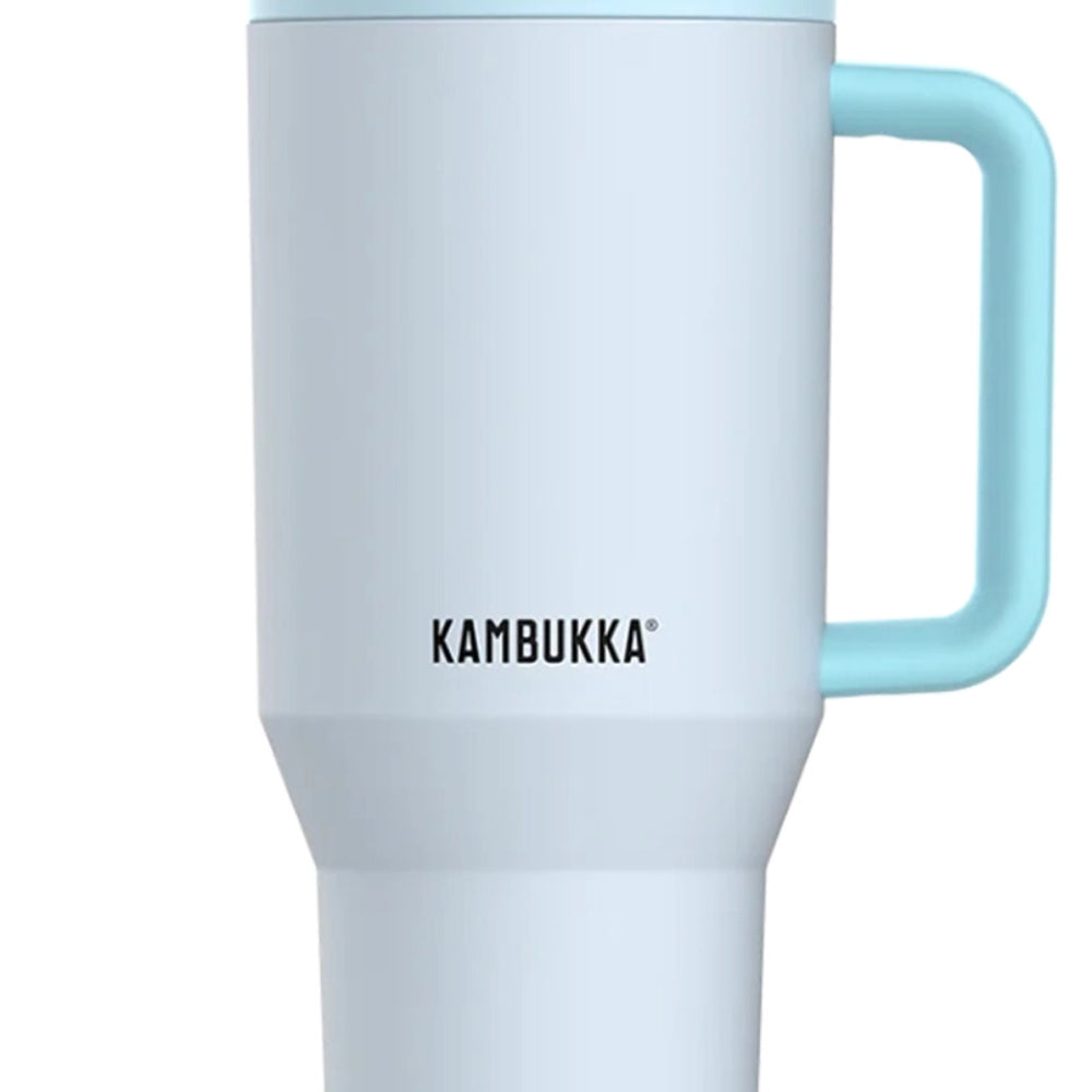 Kambukka Rio Frosty Coconout – kubek termiczny 950 ml, stal 18/8, chłód 24 h, picie klasyczne lub przez słomkę, szczelny, pasuje do uchwytów auta, kolor: niebieski