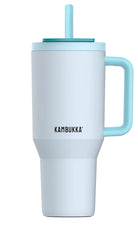 Kambukka Rio Frosty Coconout – kubek termiczny 950 ml, stal 18/8, chłód 24 h, picie klasyczne lub przez słomkę, szczelny, pasuje do uchwytów auta, kolor: niebieski