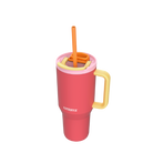 Kambukka Rio Pink Papaya – kubek termiczny 950 ml, stal 18/8, chłód 24 h, picie klasyczne lub przez słomkę, szczelny, pasuje do uchwytów auta, kolor: czerwony