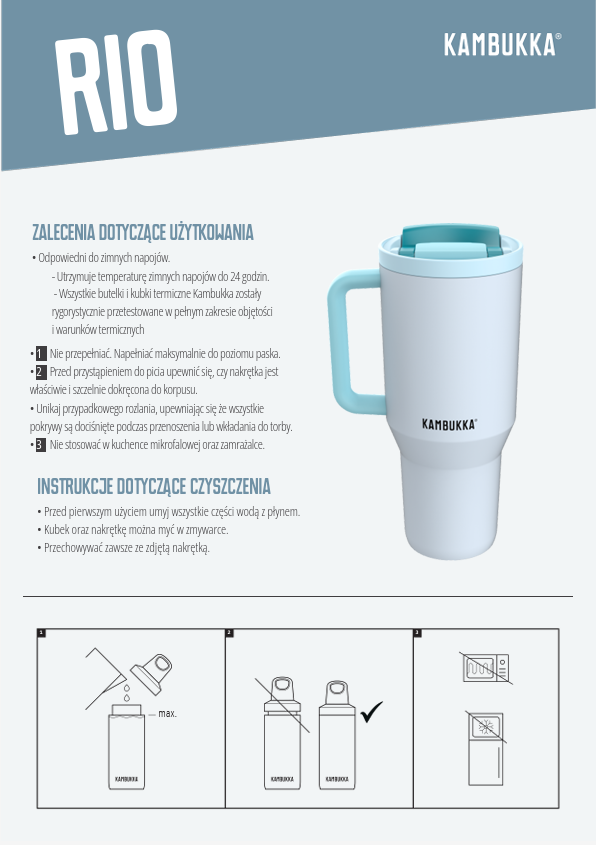 Kambukka Rio Pink Papaya – kubek termiczny 950 ml, stal 18/8, chłód 24 h, picie klasyczne lub przez słomkę, szczelny, pasuje do uchwytów auta, kolor: czerwony