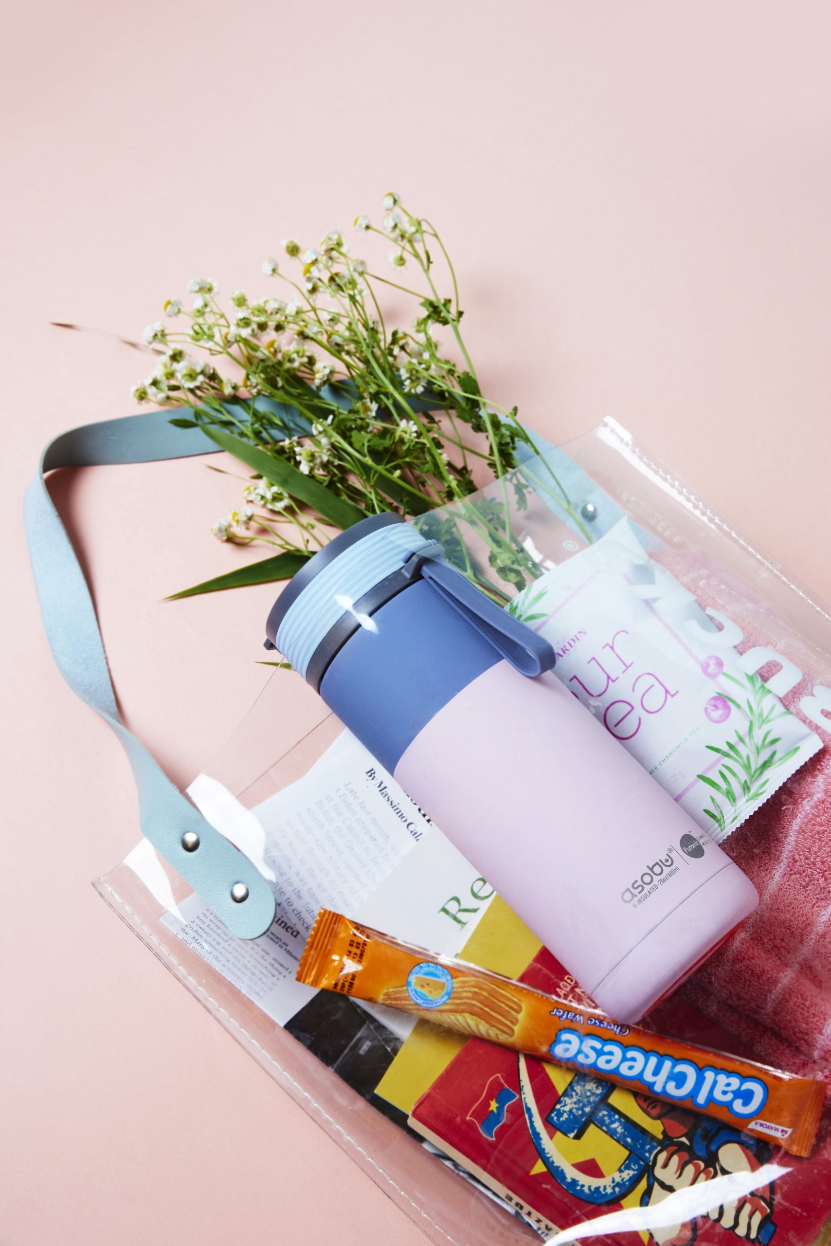 Kubek termiczny Asobu Aspen Pastel Pink - ze słomką i ustnikiem, stal nierdzewna, 100% szczelny, dopasowany do uchwytów samochodowych, kolor: różowy